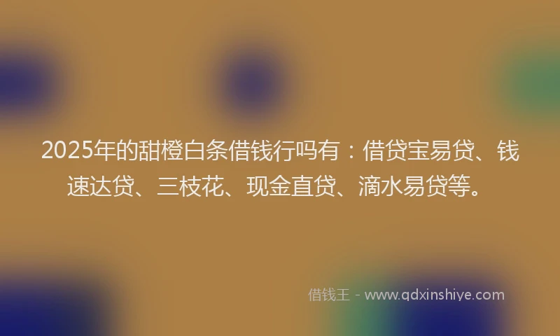 2025年的甜橙白条借钱行吗有：借贷宝易贷、钱速达贷、三枝花、现金直贷、滴水易贷等。