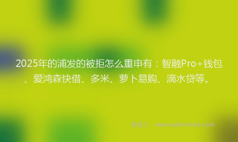 2025年的浦发的被拒怎么重申有：智融Pro+钱包、爱鸿森快借、多米、萝卜易购、滴水贷等。