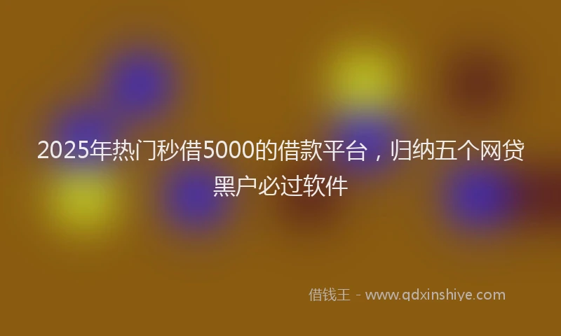 2025年热门秒借5000的借款平台，归纳五个网贷黑户必过软件