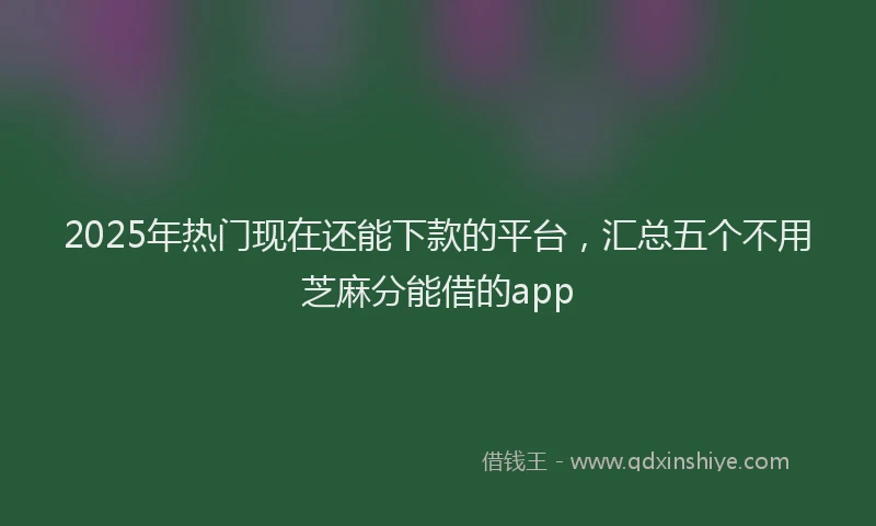 2025年热门现在还能下款的平台，汇总五个不用芝麻分能借的app