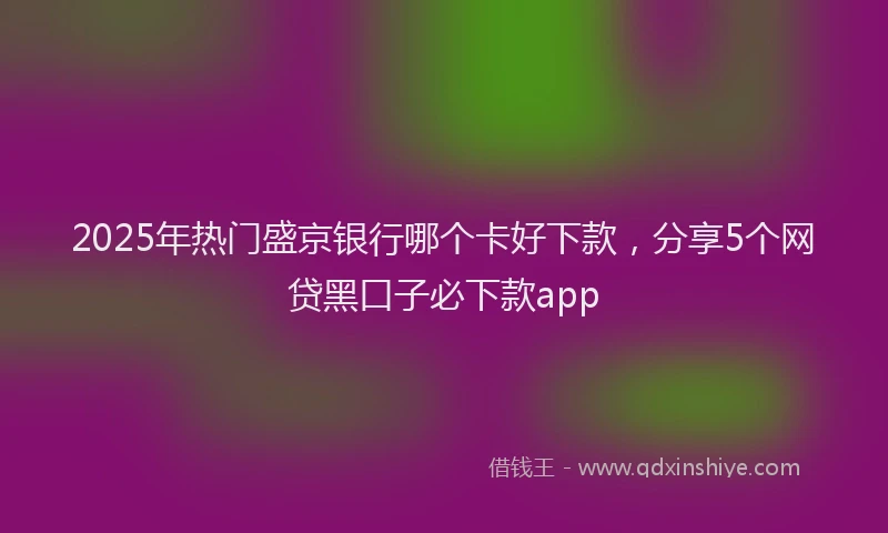 2025年热门盛京银行哪个卡好下款，分享5个网贷黑口子必下款app