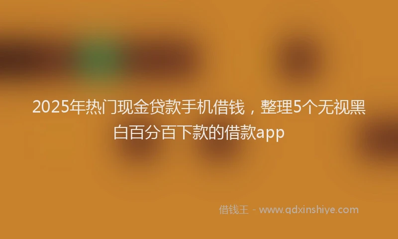 2025年热门现金贷款手机借钱，整理5个无视黑白百分百下款的借款app
