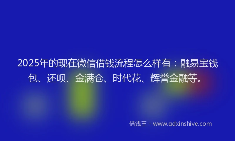 2025年的现在微信借钱流程怎么样有：融易宝钱包、还呗、金满仓、时代花、辉誉金融等。
