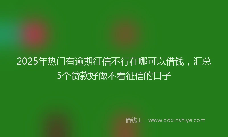 2025年热门有逾期征信不行在哪可以借钱，汇总5个贷款好做不看征信的口子