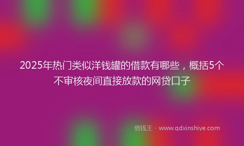 2025年热门类似洋钱罐的借款有哪些，概括5个不审核夜间直接放款的网贷口子