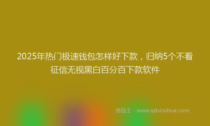 2025年热门极速钱包怎样好下款，归纳5个不看征信无视黑白百分百下款软件