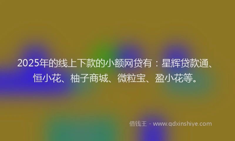 2025年的线上下款的小额网贷有：星辉贷款通、恒小花、柚子商城、微粒宝、盈小花等。