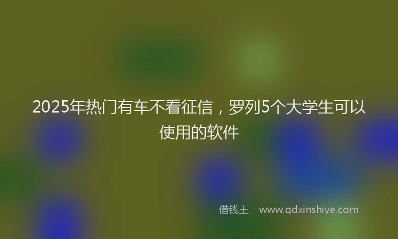2025年热门有车不看征信，罗列5个大学生可以使用的软件