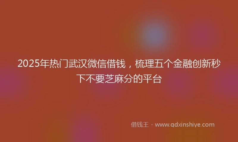 2025年热门武汉微信借钱，梳理五个金融创新秒下不要芝麻分的平台