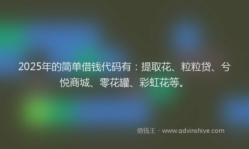 2025年的简单借钱代码有：提取花、粒粒贷、兮悦商城、零花罐、彩虹花等。