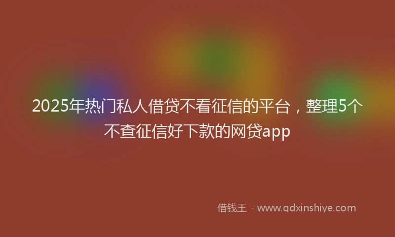2025年热门私人借贷不看征信的平台，整理5个不查征信好下款的网贷app