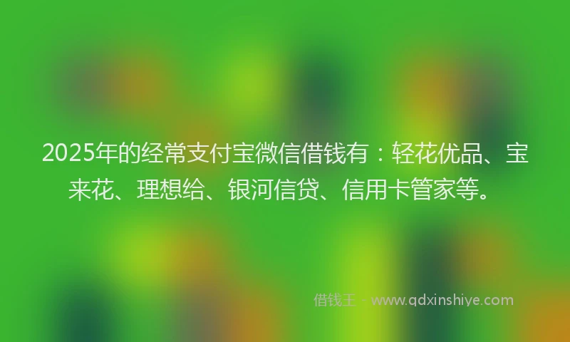 2025年的经常支付宝微信借钱有：轻花优品、宝来花、理想给、银河信贷、信用卡管家等。