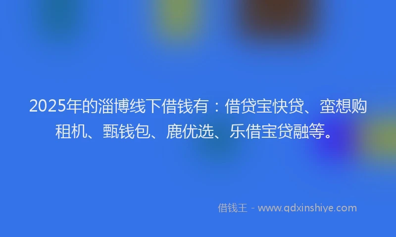 2025年的淄博线下借钱有：借贷宝快贷、蛮想购租机、甄钱包、鹿优选、乐借宝贷融等。