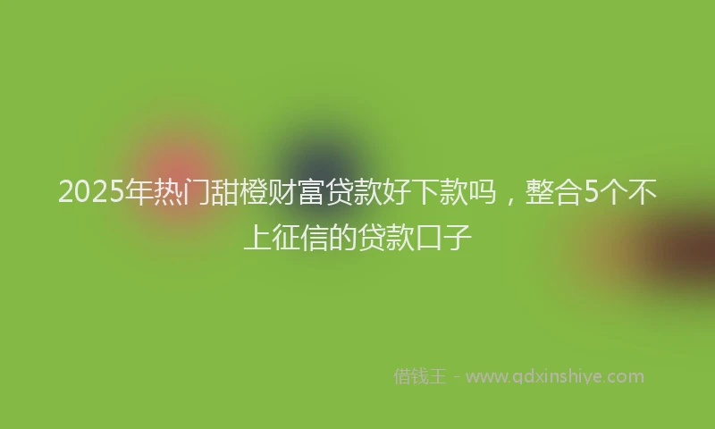 2025年热门甜橙财富贷款好下款吗，整合5个不上征信的贷款口子