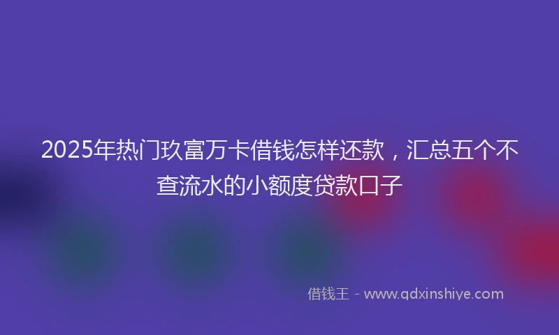 2025年热门玖富万卡借钱怎样还款，汇总五个不查流水的小额度贷款口子