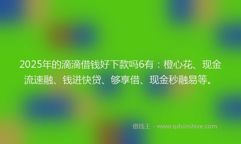 2025年的滴滴借钱好下款吗6有：橙心花、现金流速融、钱进快贷、够享借、现金秒融易等。