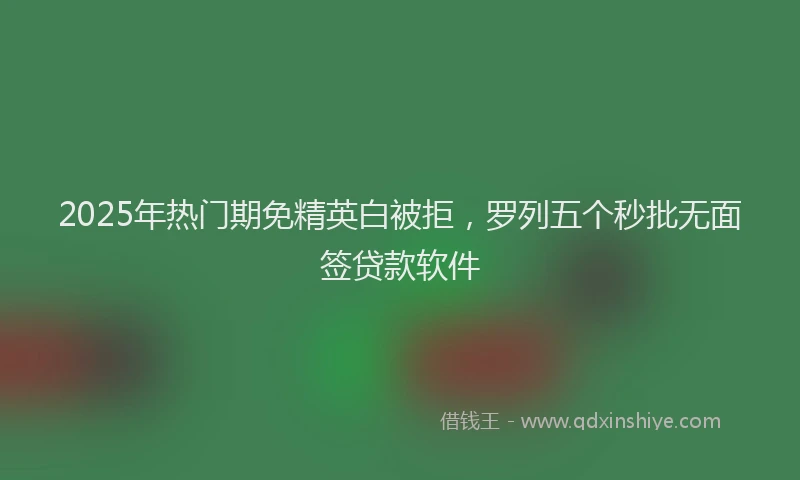 2025年热门期免精英白被拒，罗列五个秒批无面签贷款软件