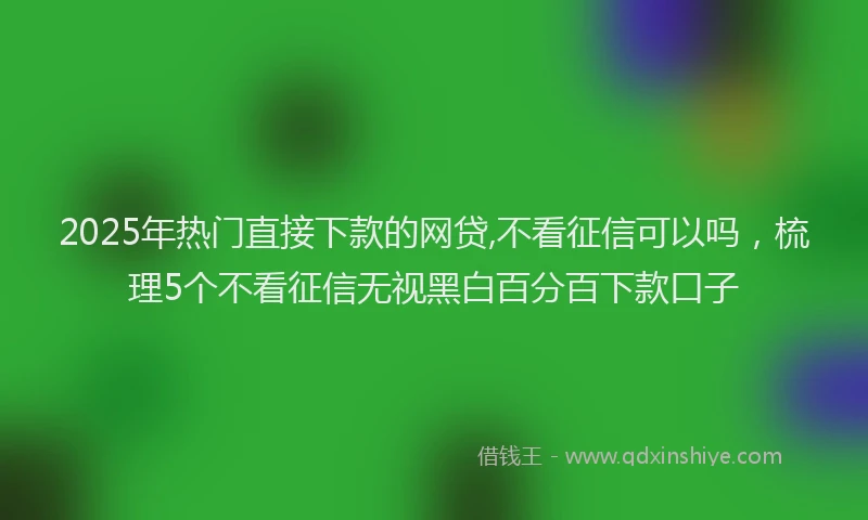2025年热门直接下款的网贷,不看征信可以吗，梳理5个不看征信无视黑白百分百下款口子