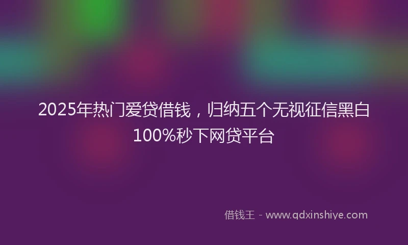 2025年热门爱贷借钱，归纳五个无视征信黑白100%秒下网贷平台