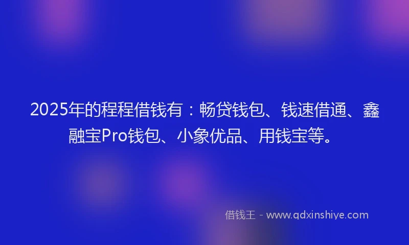 2025年的程程借钱有：畅贷钱包、钱速借通、鑫融宝Pro钱包、小象优品、用钱宝等。