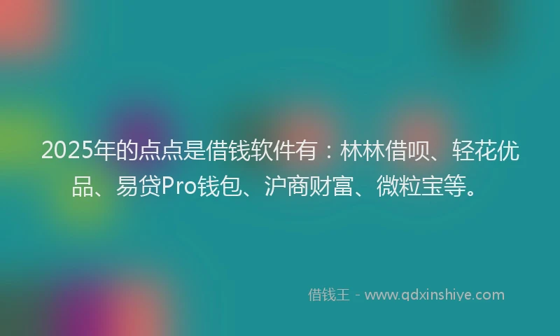 2025年的点点是借钱软件有：林林借呗、轻花优品、易贷Pro钱包、沪商财富、微粒宝等。