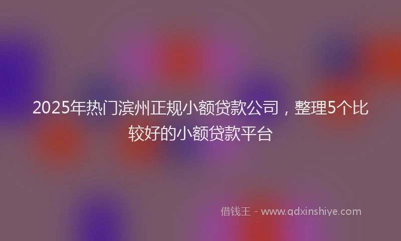2025年热门滨州正规小额贷款公司，整理5个比较好的小额贷款平台