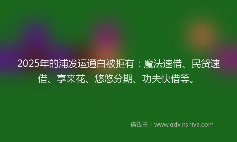 2025年的浦发运通白被拒有：魔法速借、民贷速借、享来花、悠悠分期、功夫快借等。