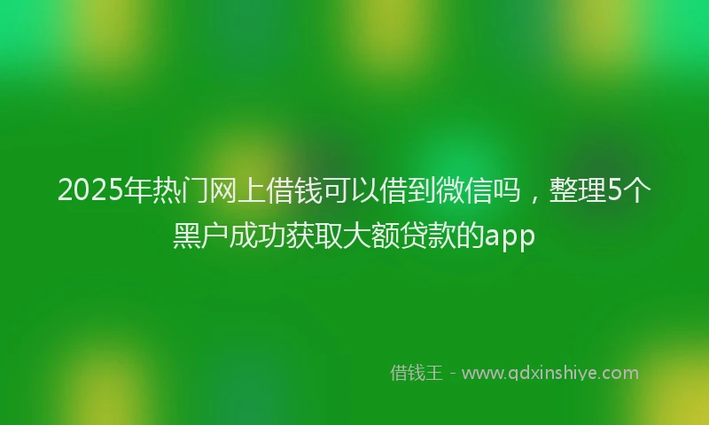2025年热门网上借钱可以借到微信吗，整理5个黑户成功获取大额贷款的app