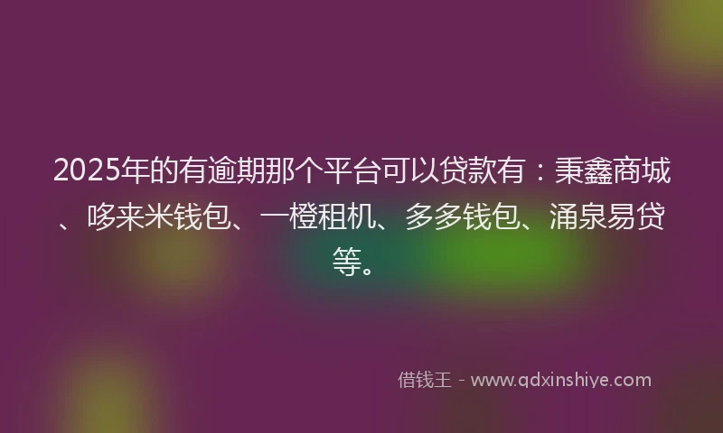 2025年的有逾期那个平台可以贷款有：秉鑫商城、哆来米钱包、一橙租机、多多钱包、涌泉易贷等。