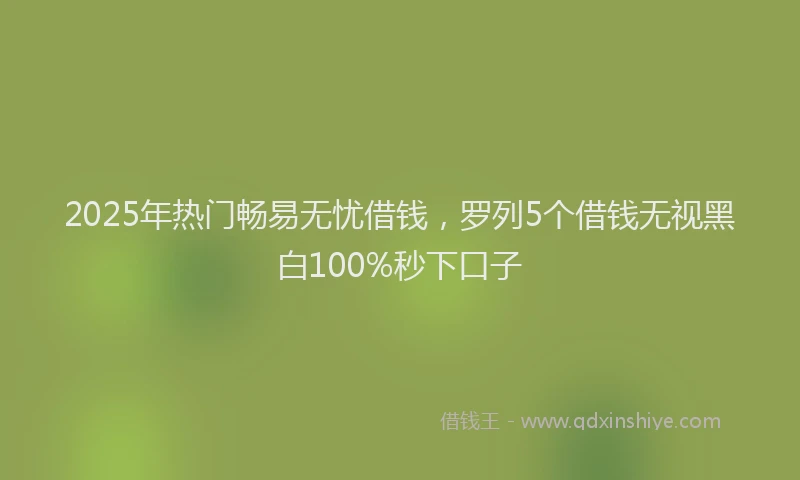 2025年热门畅易无忧借钱，罗列5个借钱无视黑白100%秒下口子