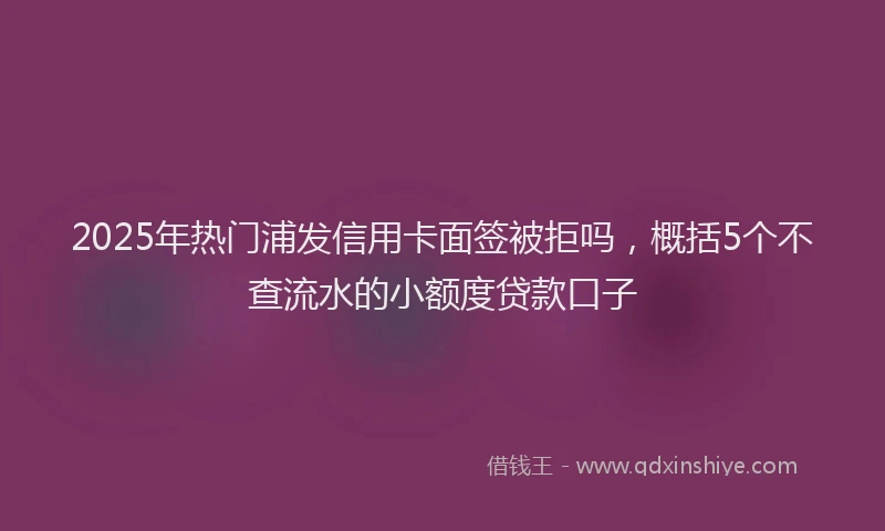 2025年热门浦发信用卡面签被拒吗，概括5个不查流水的小额度贷款口子