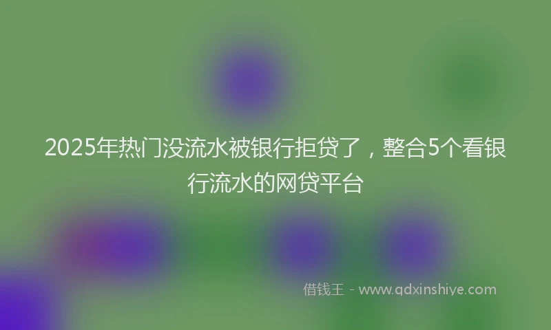 2025年热门没流水被银行拒贷了，整合5个看银行流水的网贷平台