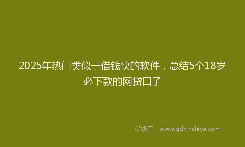 2025年热门类似于借钱快的软件，总结5个18岁必下款的网贷口子