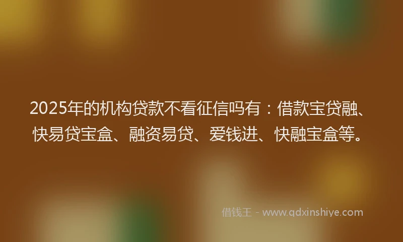 2025年的机构贷款不看征信吗有：借款宝贷融、快易贷宝盒、融资易贷、爱钱进、快融宝盒等。