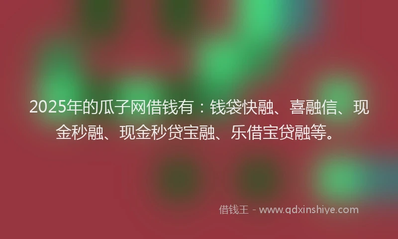 2025年的瓜子网借钱有：钱袋快融、喜融信、现金秒融、现金秒贷宝融、乐借宝贷融等。