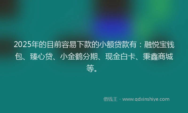 2025年的目前容易下款的小额贷款有：融悦宝钱包、臻心贷、小金鹤分期、现金白卡、秉鑫商城等。
