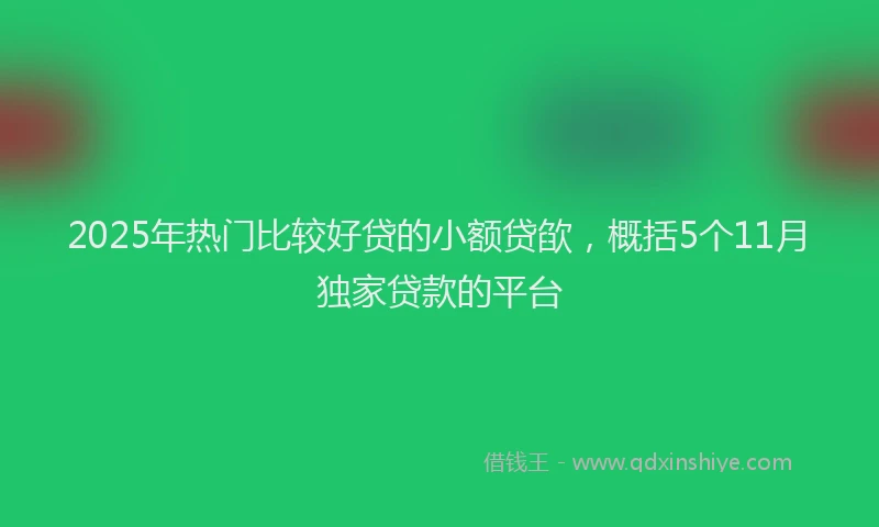 2025年热门比较好贷的小额贷欿，概括5个11月独家贷款的平台