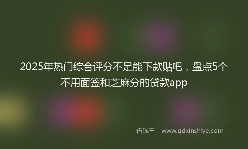 2025年热门综合评分不足能下款贴吧，盘点5个不用面签和芝麻分的贷款app