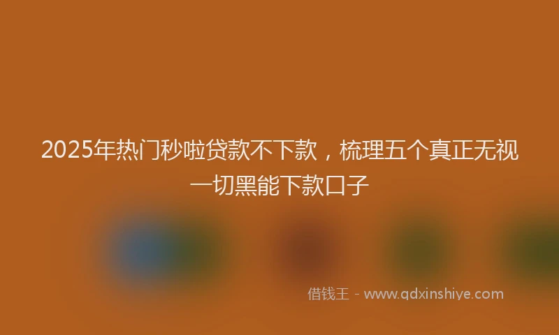 2025年热门秒啦贷款不下款，梳理五个真正无视一切黑能下款口子