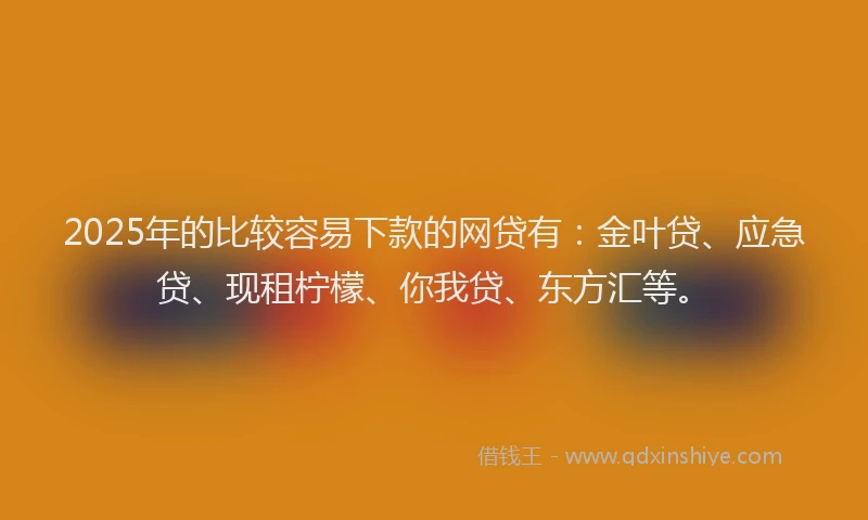 2025年的比较容易下款的网贷有：金叶贷、应急贷、现租柠檬、你我贷、东方汇等。