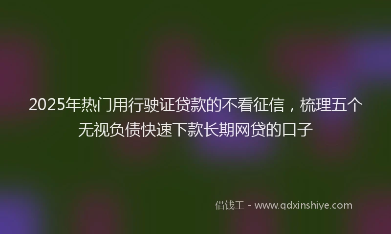 2025年热门用行驶证贷款的不看征信，梳理五个无视负债快速下款长期网贷的口子