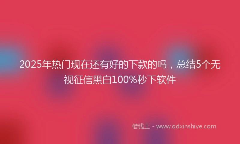 2025年热门现在还有好的下款的吗，总结5个无视征信黑白100%秒下软件