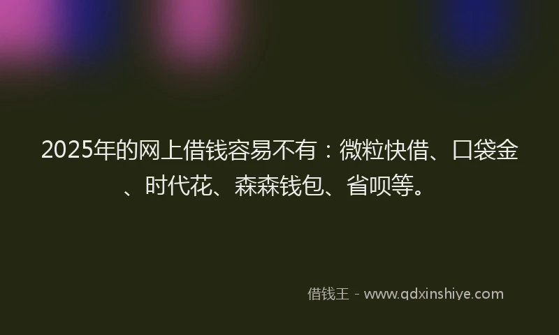 2025年的网上借钱容易不有：微粒快借、口袋金、时代花、森森钱包、省呗等。