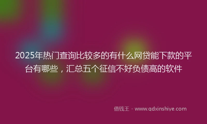 2025年热门查询比较多的有什么网贷能下款的平台有哪些，汇总五个征信不好负债高的软件