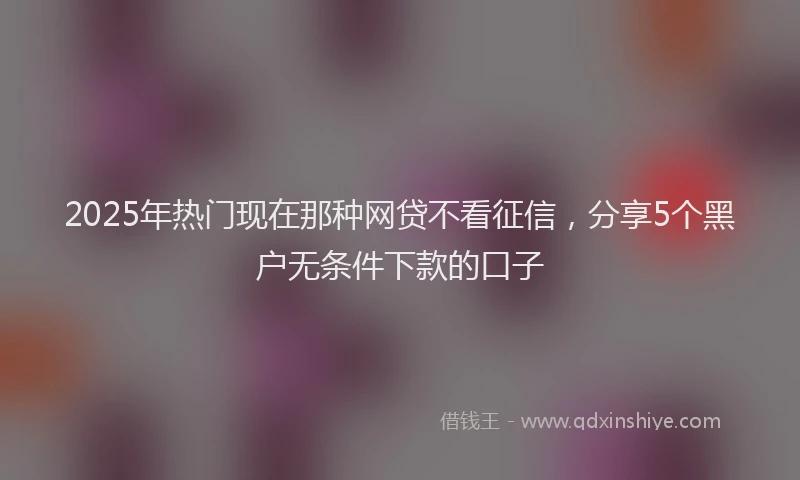 2025年热门现在那种网贷不看征信，分享5个黑户无条件下款的口子