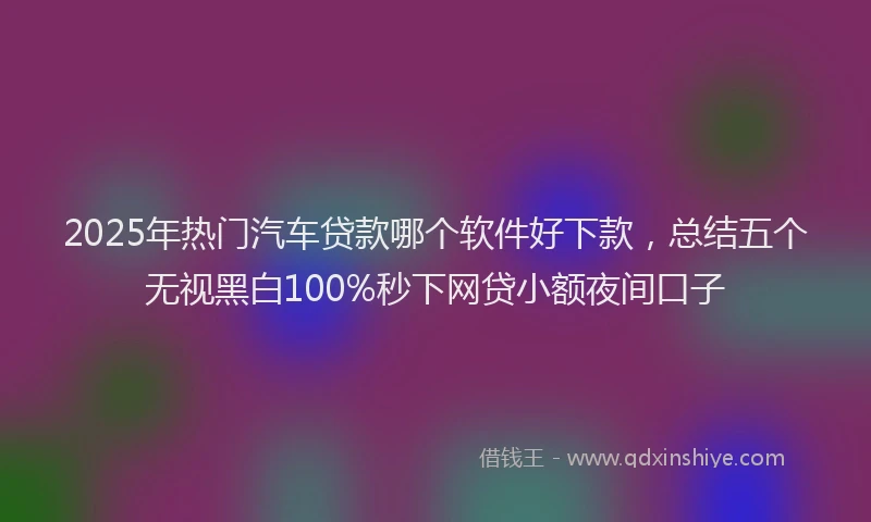 2025年热门汽车贷款哪个软件好下款，总结五个无视黑白100%秒下网贷小额夜间口子