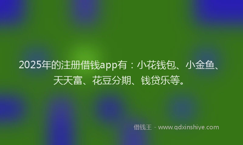 2025年的注册借钱app有：小花钱包、小金鱼、天天富、花豆分期、钱贷乐等。