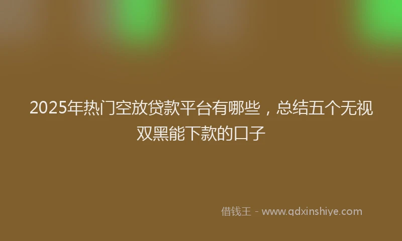 2025年热门空放贷款平台有哪些，总结五个无视双黑能下款的口子