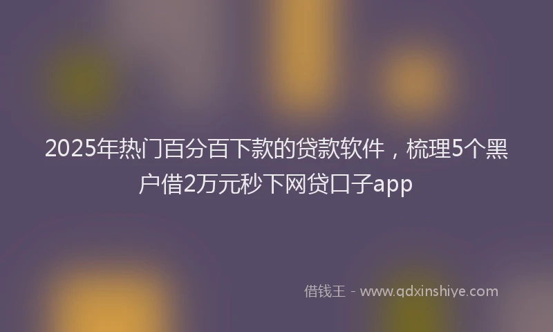 2025年热门百分百下款的贷款软件，梳理5个黑户借2万元秒下网贷口子app