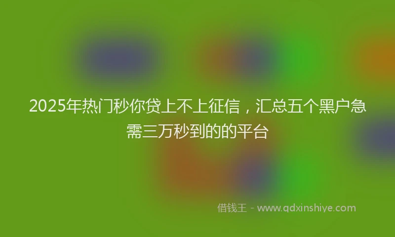 2025年热门秒你贷上不上征信，汇总五个黑户急需三万秒到的的平台